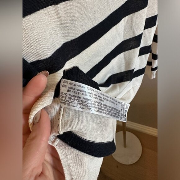 ZARA Fine Knit Striped Crew Neck Sweater | Size Small - Picture 5 of 6